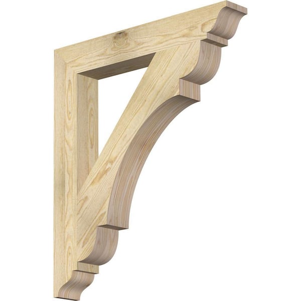 Ekena Millwork 4 in. x 32 in. x 28 in. Douglas Fir Olympic Traditional Rough Sawn Bracket