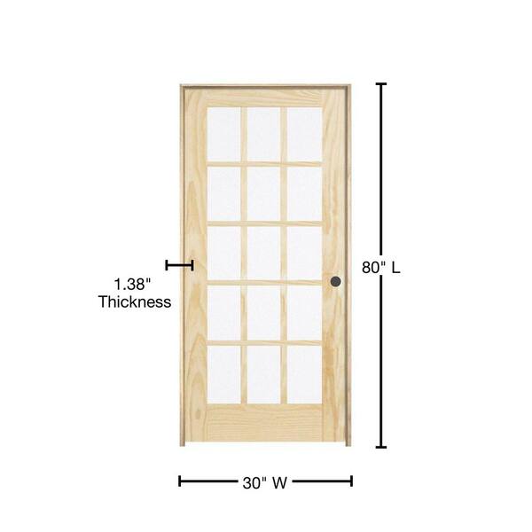 JELD-WEN 30 in. x 80 in. Pine Unfinished Left-Hand 15 Lite