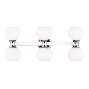 Artemis 6.5 in. 6 Light Chrome Vanity Light with Matte Opal Glass Shade with No Bulbs Included