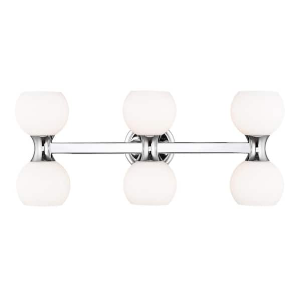 Unbranded Artemis 6.5 in. 6 Light Chrome Vanity Light with Matte Opal Glass Shade with No Bulbs Included