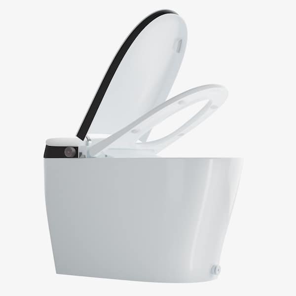 1.28 GPF Elongated Smart White Toilet Bidet Auto Open/Close, Auto Flush, Heated Seat, Warm Air Dryer and Foot Sensor