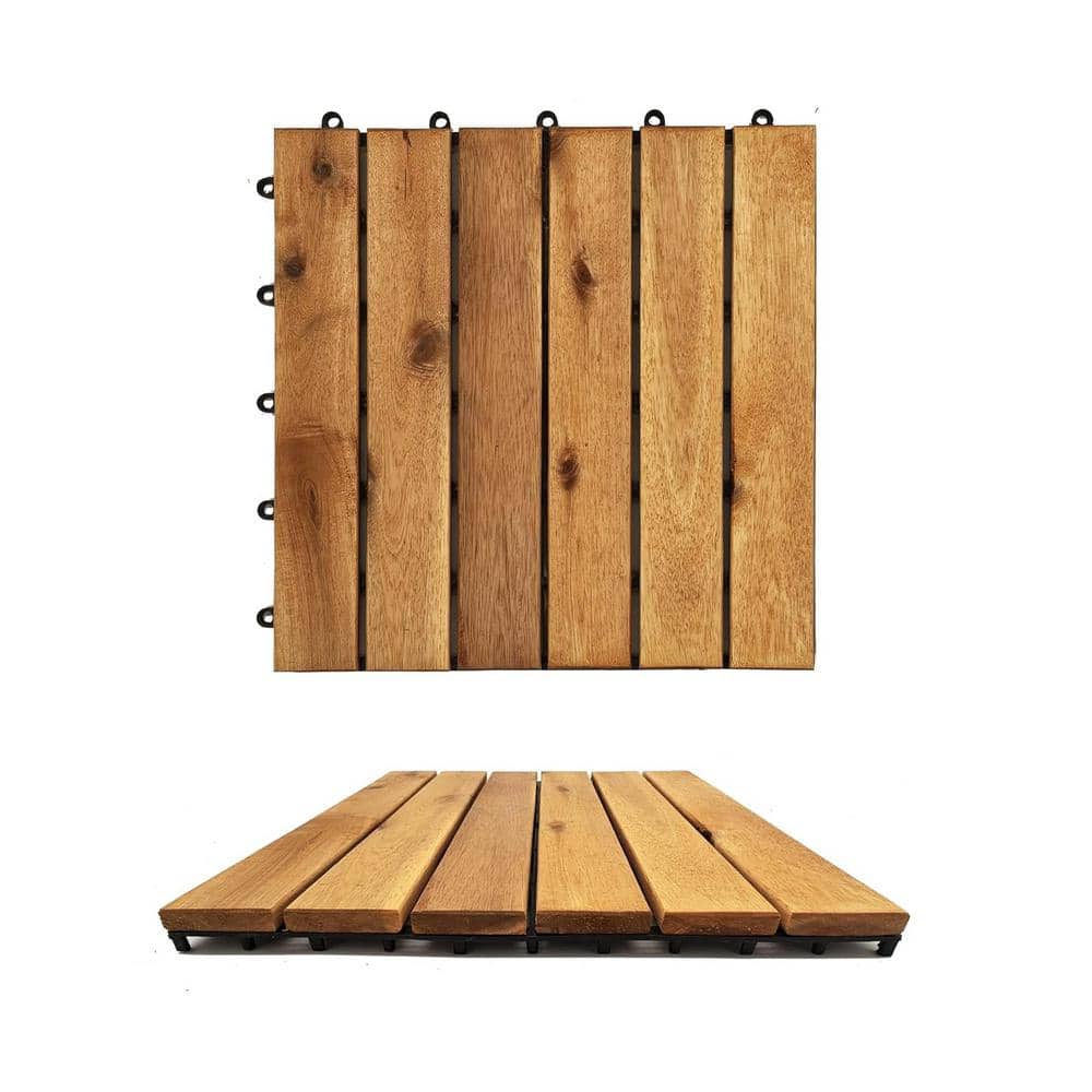 1 ft. x 1 ft. Interlocking Acacia Hardwood Deck Tiles Snap Together Wood Flooring for Outdoor Patio in Brown-(24-Pack) price history on PriceWatchPro