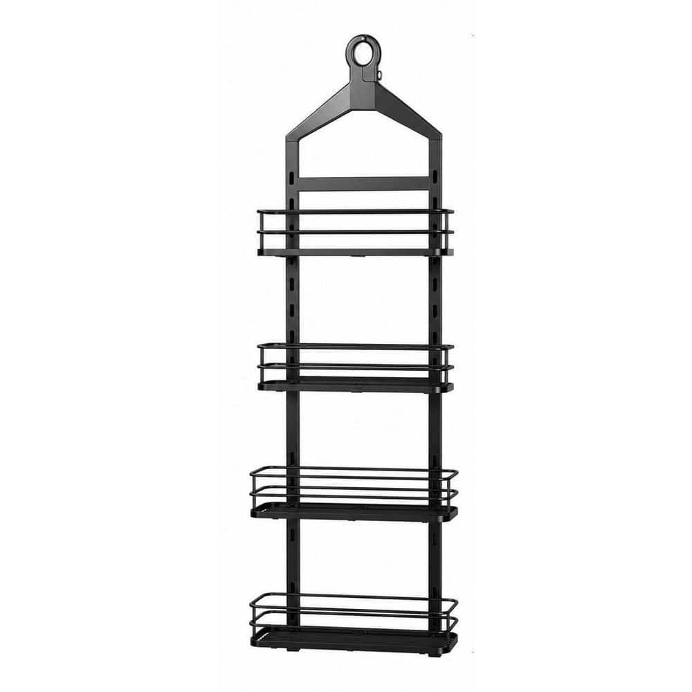 4 Tier Height-Adjustable Shower Caddy Hanging Anti-Swing-Over The Shower Head Caddy Bathroom Shelves Basket in Black price history on PriceWatchPro