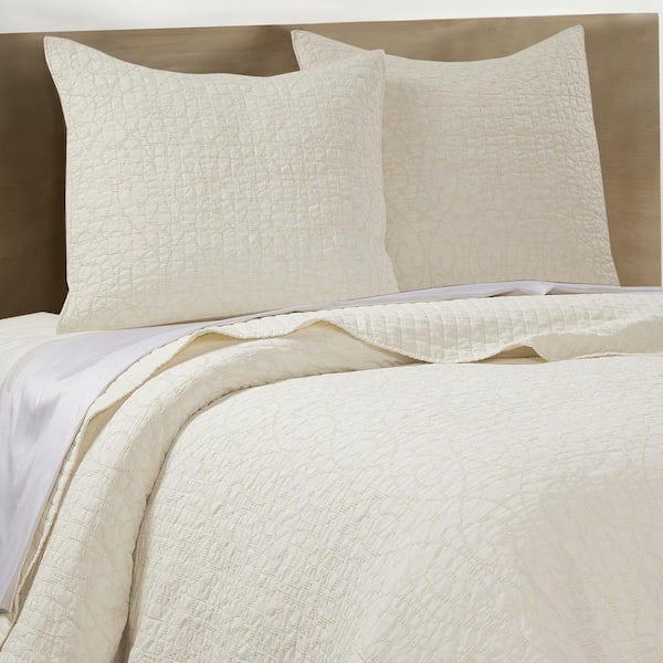 LEVTEX HOME Beckett Cream Damask Scroll Jacquard Euro Sham (Set of 2)