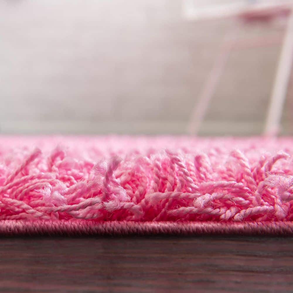 Lush Taffy Pink Shag Area Rug 2' x 3' Rectangular Washable