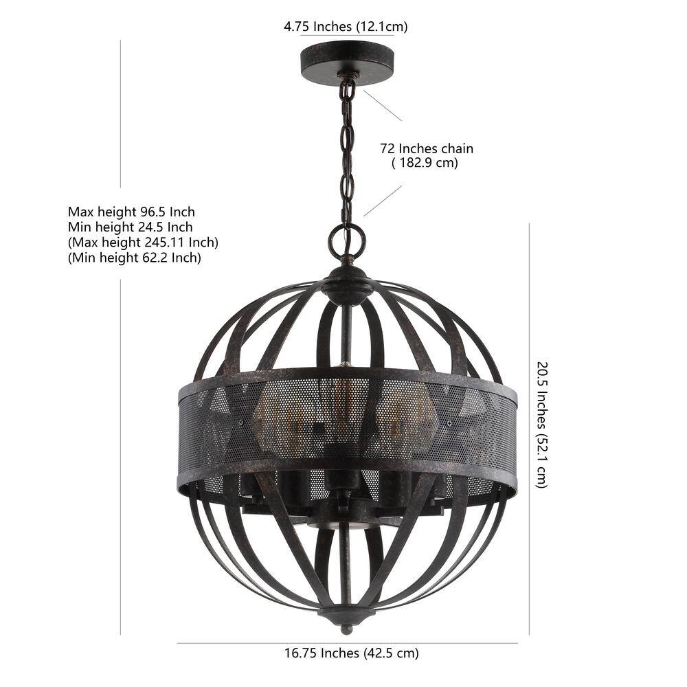 Contemporary 16.75" Dark Grey Metal Sphere Globe Pendant
