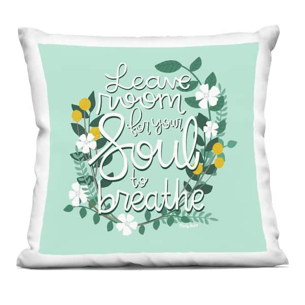 Stupell Industries Room For Soul To Breathe Green Abstract Polyester 18 in. x 18 in. Throw Pillow