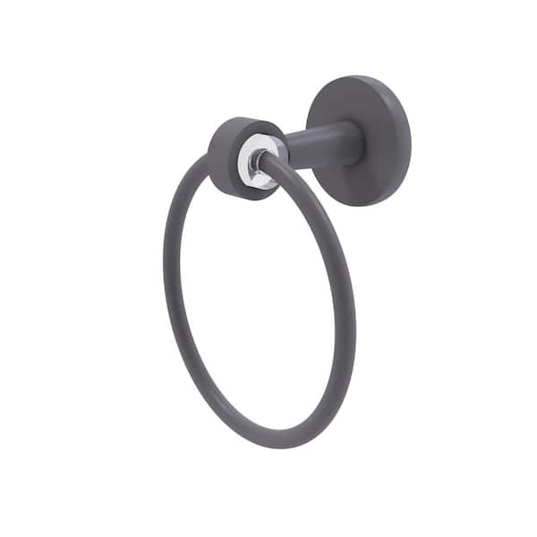 Allied Brass Clearview Collection Wall Mounted Towel Ring in Matte Gray
