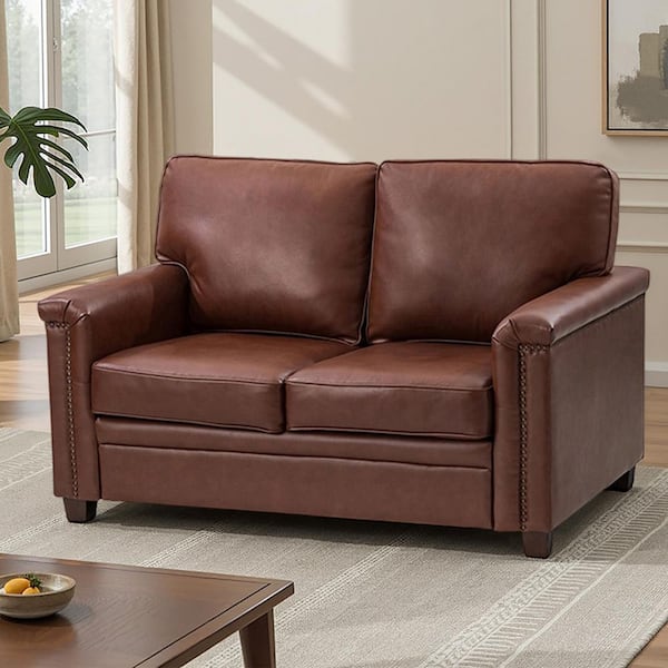 ARTFUL LIVING DESIGN Samuel 56 in. Wide Brown Leather Rectangle 2