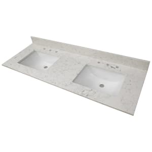 Carrara Sky 61 in. W x 22 in. D Engineered Marble Vanity Top in White with White Rectangle Single Sink