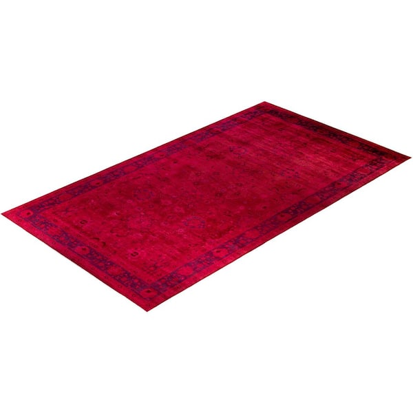 Overdyed Red 10 ft. x 18 ft. Solid Wool Indoor Area Rug