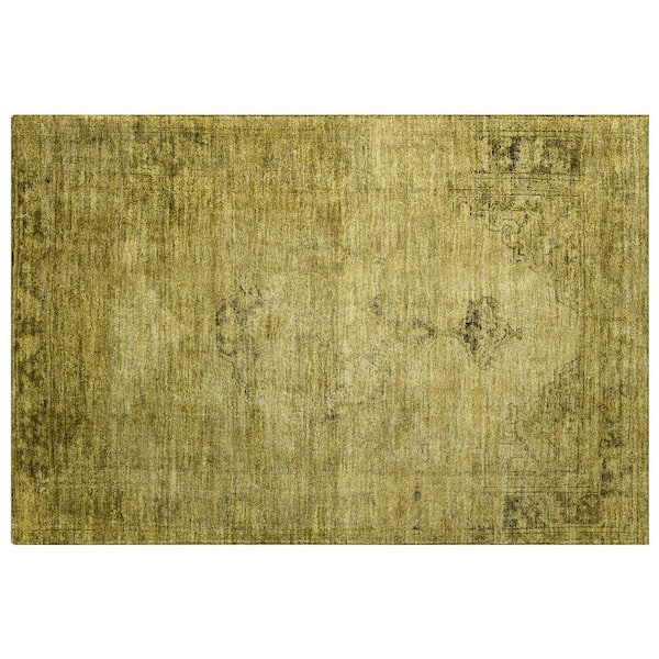 Dream Shag Premium Machine Washable Abstract ADS658 Gold 2 ft. x 3 ft. Accent Rug