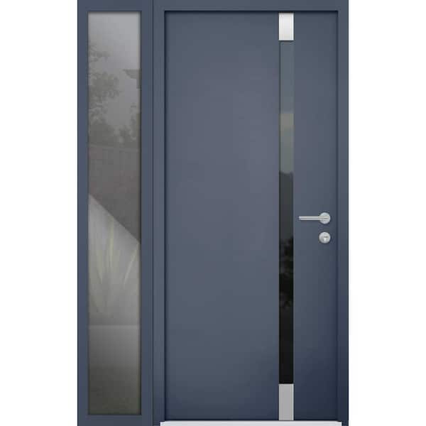 VDOMDOORS 6777 50 in. x 80 in. Left-Hand/Inswing Tinted Glass Gray Graphite Steel Prehung Front Door with Hardware
