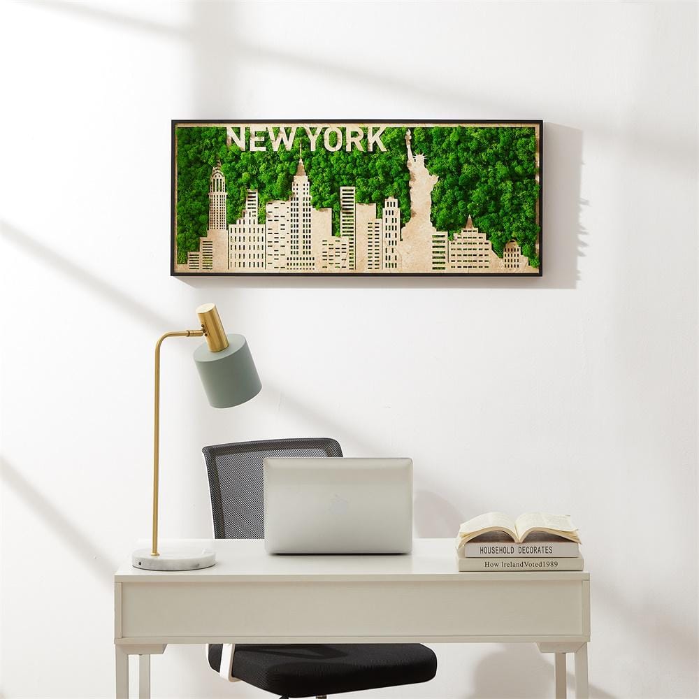 Metal Green Characteristic Wall Art Architectural Decor, New York Moss City