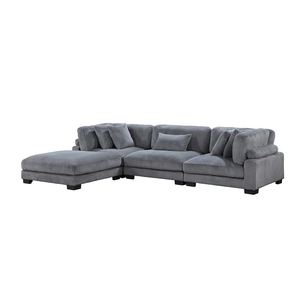 Turbo 135 in. Straight Arm 4-Piece Corduroy Fabric Modular Sectional Sofa i