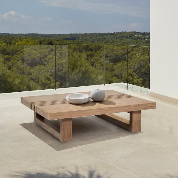 Armen Living Vivid Rectangle Light Brown Eucalyptus Wood Outdoor Coffee Table