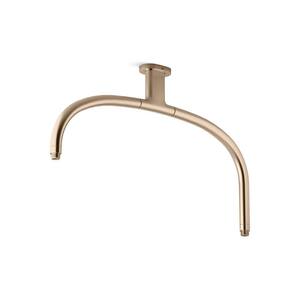 Statement Ceiling Mount Dual Rainhead Shower Arm in Vibrant Brushed Bronze