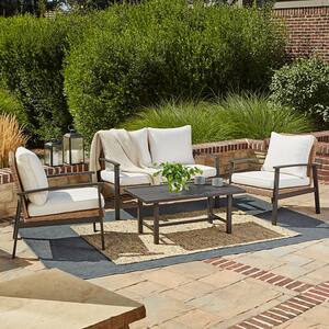 Northwood 4-Piece Resin Wicker Outdoor Loveseat Set with Linen Cushions