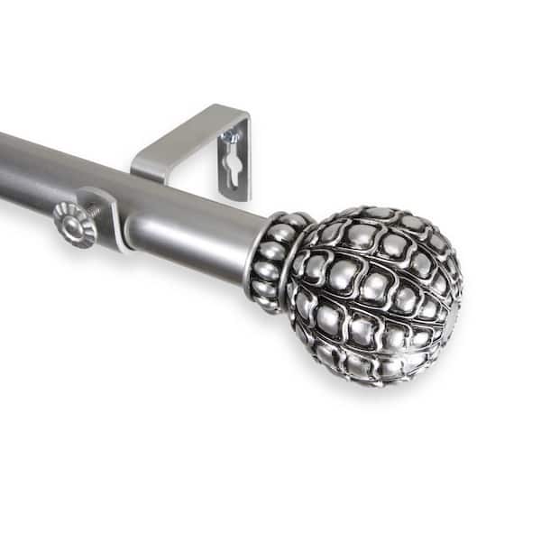 Rod Desyne Pod 120 in. - 170 in. Adjustable 1 in. Dia Single Curtain Rod in Satin Nickel