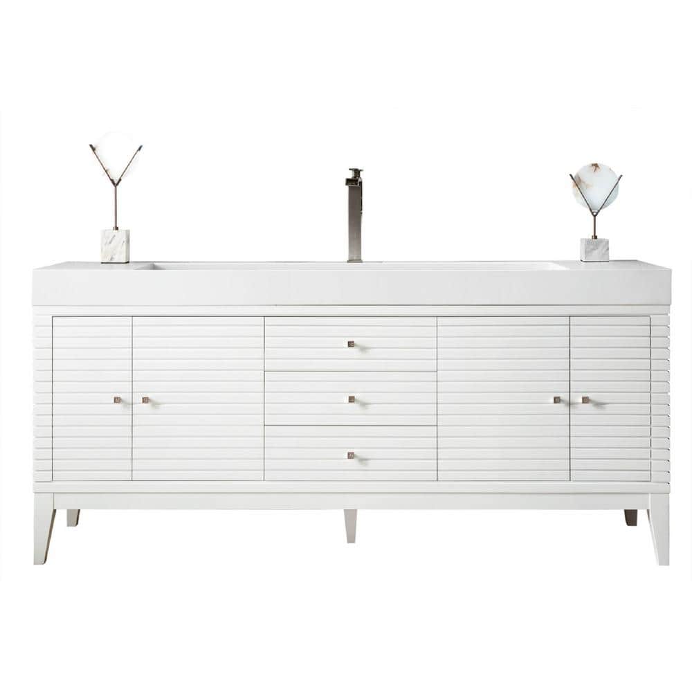 Linear 72.5 in. W x 19 in.D x 34.5 in.H Single Bath Vanity in Glossy White 