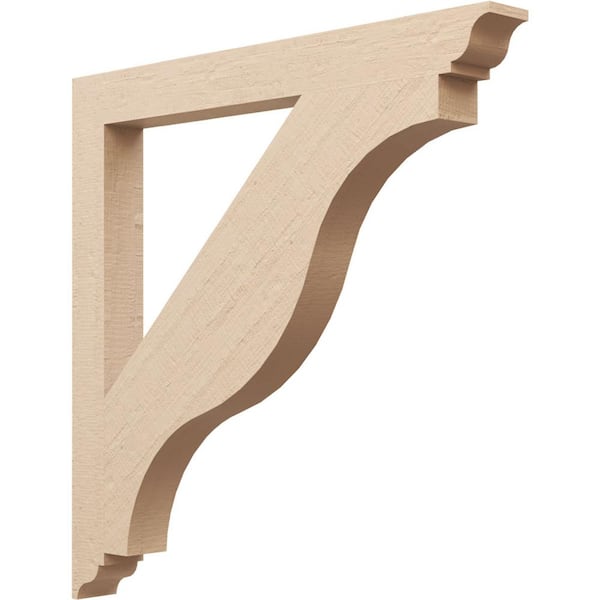 Ekena Millwork 3.5 in. x 36 in. x 36 in. Funston Traditional Rough Cedar Woodgrain Timberthane Polyurethane Bracket, Primed Tan