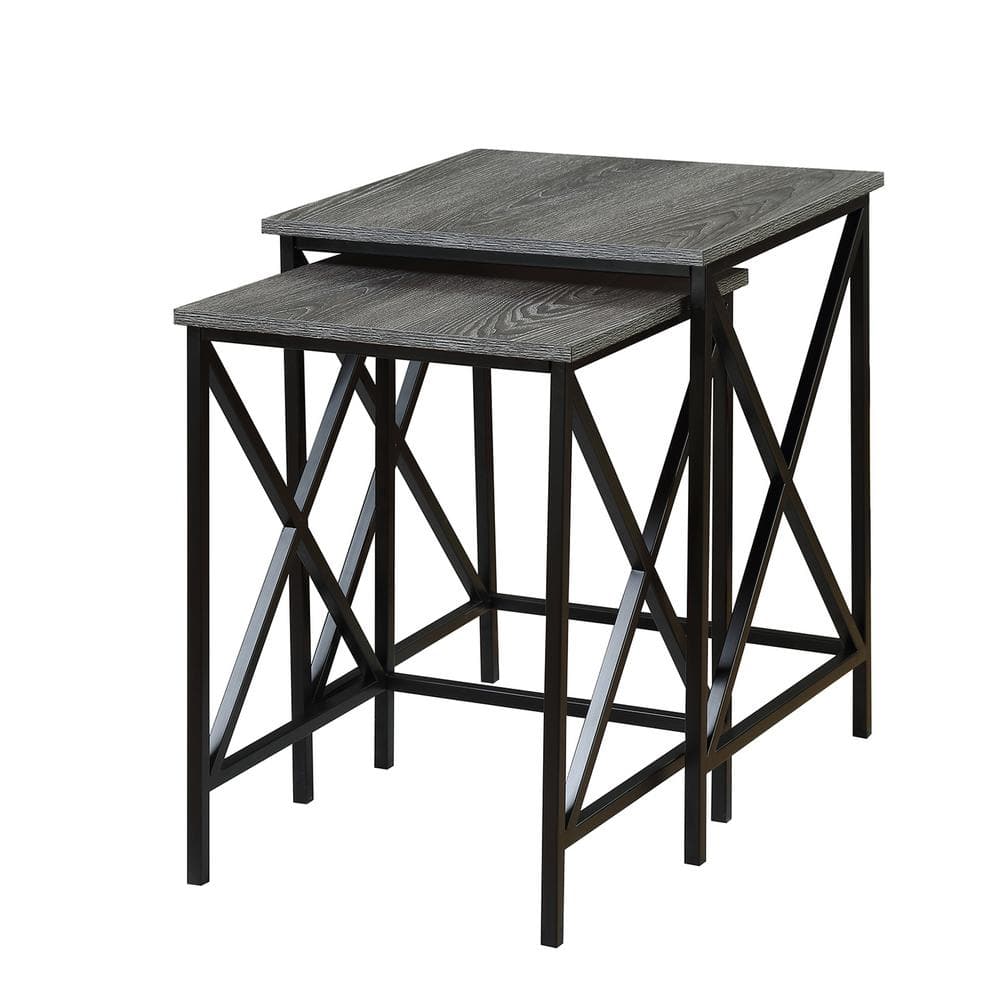 Tucson Weathered Gray & Black Metal Frame Nesting End Tables