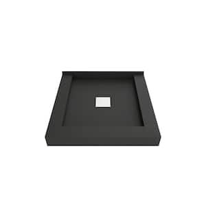 Wonder Drain 48 in. L x 48 in. W Triple Threshold Alcove Shower Pan Base with Center Drain in Tileable Grate