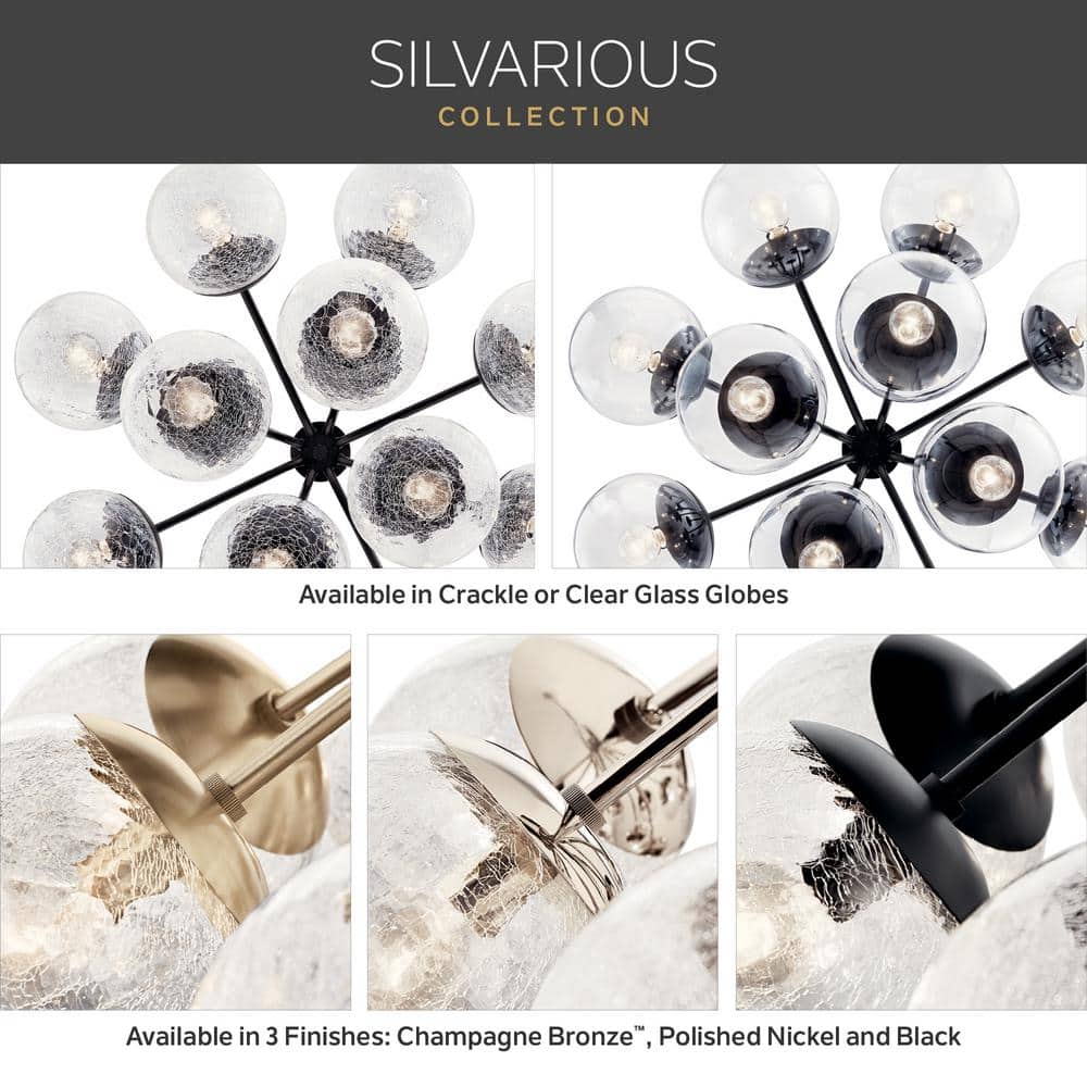Champagne Bronze 16-Light Sputnik Chandelier with Clear Glass Shades