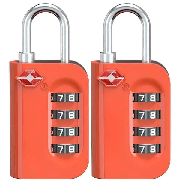 2 Pack Orange TSA Approved 4-Digit Luggage Lock, Heavy Duty Zinc Alloy, Easy-Read Combination Window