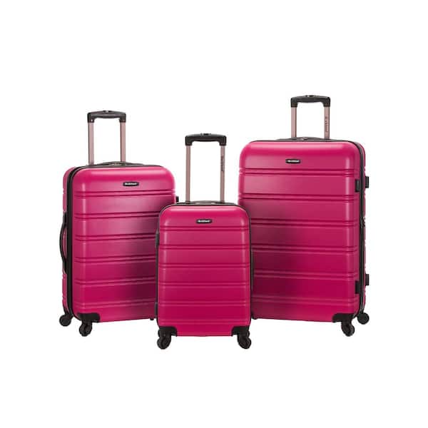 Rockland Melbourne 3-Piece Hardside Spinner Luggage Set, Magenta
