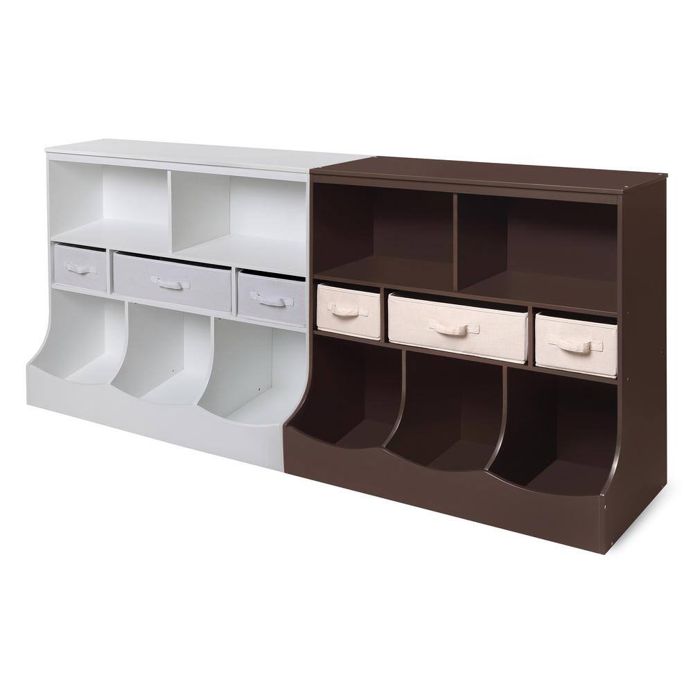Espresso MDF Kids Toy Storage Unit with Ecru Baskets