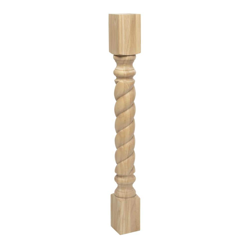 Unfinished Hard Maple Rope Kitchen Island Leg 35-1/4"