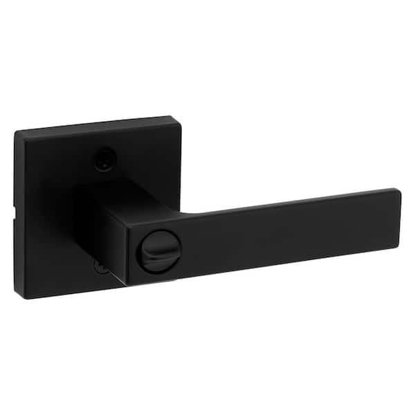 Kwikset Singapore Square Matte Black Keyed Entry Door Handle with