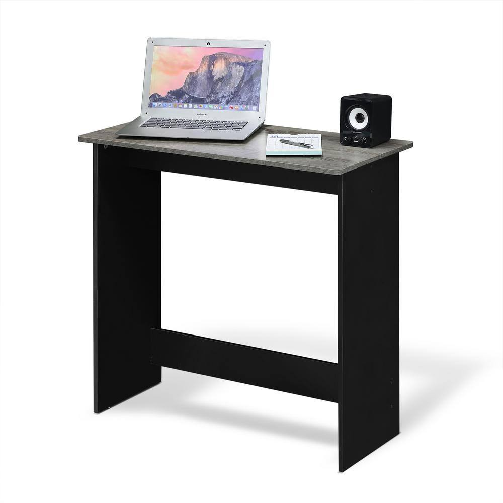 Simplistic French Oak Grey Study Desk with Black Accents