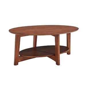 Monterey 48 in. Brown Large Oval Wood Coffee Table with Shelf