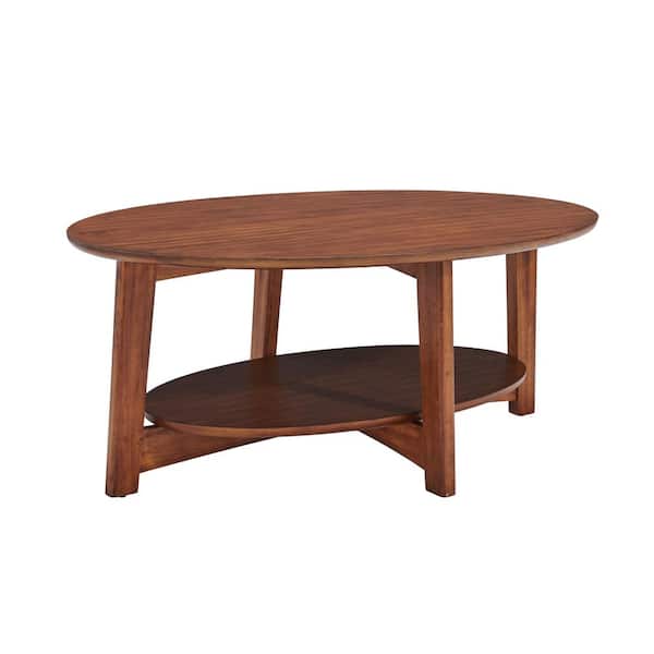 Alaterre Furniture Monterey 48 in. Brown Large Oval Wood Coffee Table with Shelf