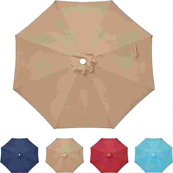 Flynama 9 ft. Patio Umbrella Outdoor Table Market Yard Umbrella Replacement Top Cover in Tan