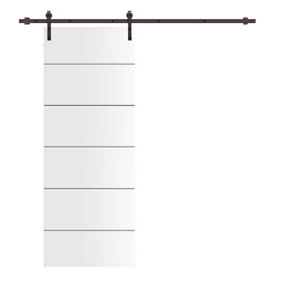 Modern Classic Series 30 in. x 80 in. White Primed Composite MDF Paneled Interior Sliding Barn Door with Hardware Kit price history on PriceWatchPro