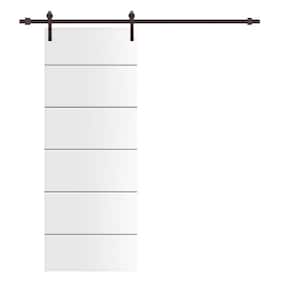 Modern Classic 36 in. x 80 in. White Stained Composite MDF Paneled Interior Sliding Barn Door with Hardware Kit