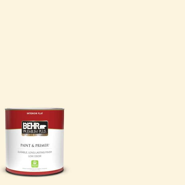 BEHR PREMIUM PLUS 1 qt. #M290-1 Thickened Cream Flat Low Odor Interior Paint  & Primer 105004 - The Home Depot