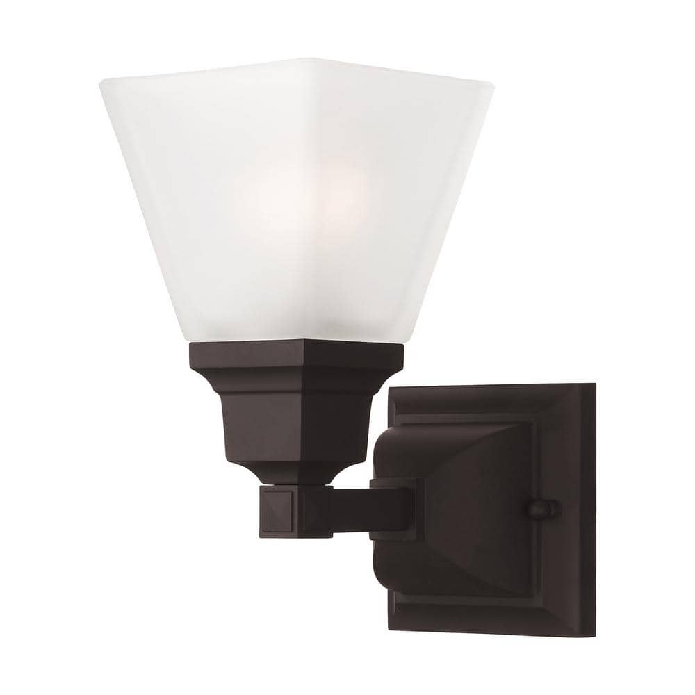 Chadbdurne 5 in. 1-Light Bronze Wall Sconce with Satin Glass price history on PriceWatchPro