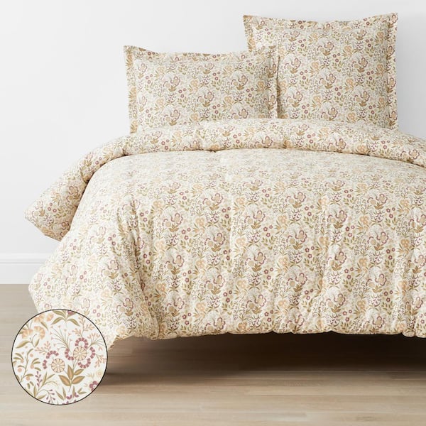 The Company Store Company Cotton Autumn Garden Blush Queen Cotton Percale Comforter