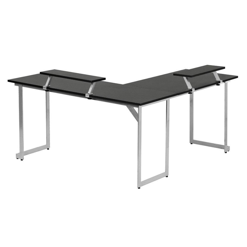 Techni Sport Warrior L-Shaped Gaming Desk with Cup Holders and Headphone Hook