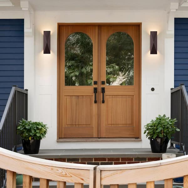 Oasis 4.7 in. 2-Light Integrated LED Bronze Walnut Outdoor Wall Sconce