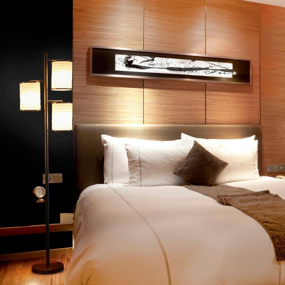 Liam Bronze Multi-Head LED Floor Lamp with Fabric Shades