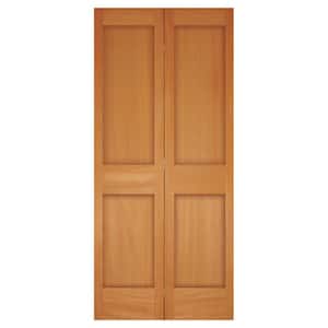 24 in. x 80 in. 2 Panel Shaker Square Top Solid Core Unfinished Fir Wood Interior Bifold Door with Hardware