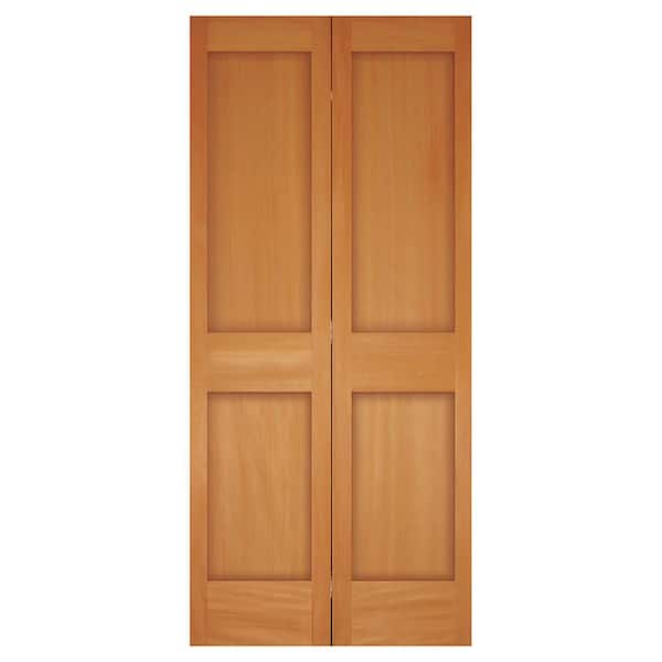 Builders Choice 30 in. x 80 in. 2 Panel Shaker Square Top Solid Core Unfinished Fir Wood Interior Bifold Door with Hardware