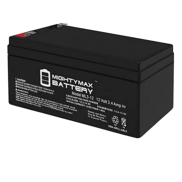 MIGHTY MAX BATTERY 12V 3AH SLA Replacement Battery for B&B BP3-12 + 12V Charger