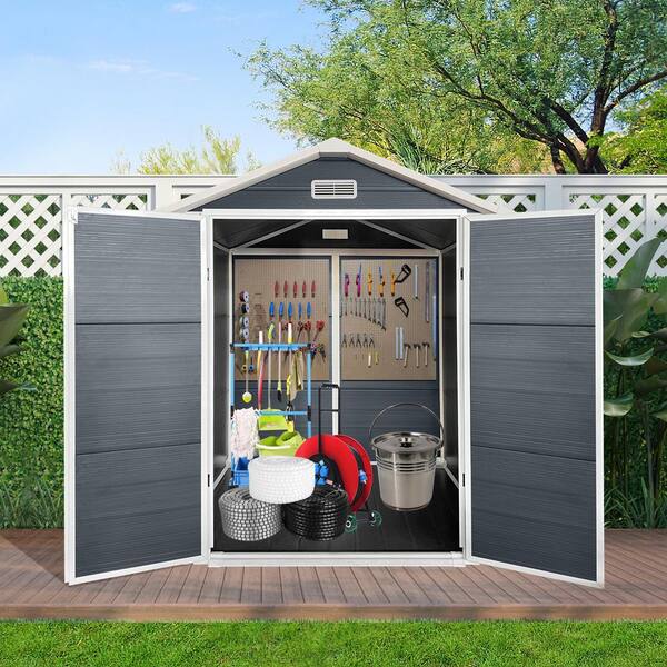 VAMOP 6 ft. W x 6 ft. D Plastic Shed with Lockable Door, Floor