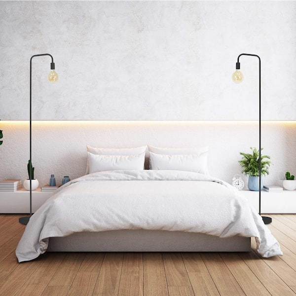 70 in. Black Indoor Metal Industrial Floor Lamp with Minimalist Design for Decorative Lighting with E26 Socket